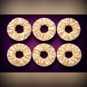 Hand Crafted Satin Scrunchies in Champagne Cream